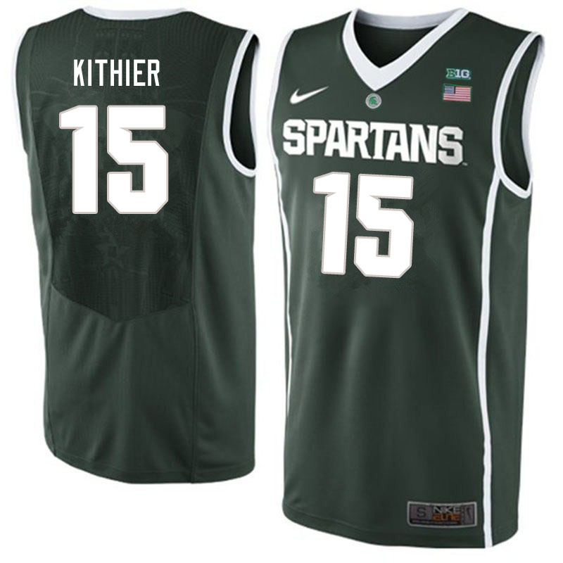 Men #15 Thomas Kithier Michigan State Spartans College Basketball Jerseys Sale-Dark Green - Click Image to Close